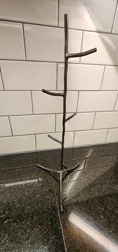 Hand-Forged Coffee Mug Tree – Rustic Steel Mug Holder for Countertop or Shelf, Blacksmith Made Kitchen Organizer by Unknown