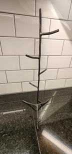 Hand-Forged Coffee Mug Tree – Rustic Steel Mug Holder for Countertop or Shelf, Blacksmith Made Kitchen Organizer by Unknown