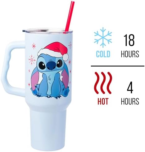 Silver Buffalo Lilo and Stitch Santa Hat, Stainless Steel Tumbler, 40oz - Image 3