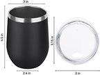 DOMICARE Stainless Steel Wine Tumbler Bulk with Lid, Personalized Insulated Tumblers Set, 12oz Travel Coffee Cups Pack of 12, Black - Image 4