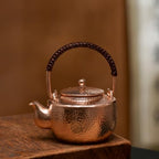 harayaa Copper Kettle Hand Hammered Teapot Pure Copper Small Tea Kettle Efficient Water Boiling Lifted Arch Handle Short Spout Tight Fitting Lid Heat, Aged Lifting Beam Pot - Image 4