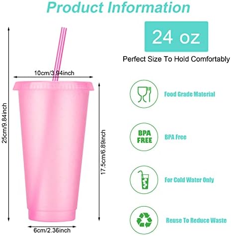 24 Pack Plastic Tumblers with Lids and Straw, Reusable Cups with Lids and Straws Colorful Cups for Cold Drink Iced Coffee, Plastic Tumbler Bulk for Party Birthday Gifts (24 oz, Dark Colors) - Image 2