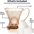 Clever Coffee Dripper and Filters, Large 18 oz, Original Classic Design, Safe BPA Free Plastic, dripper coffee maker, drip coffee maker pour over, 100 filters, coaster and lid - Image 2