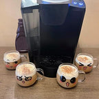Glass Coffee Mugs Set Of 4 (200ml) Espresso Glass Cups Perfect For Milk, Latte, Tea, Cappuccino (Cute Cups) - Image 3