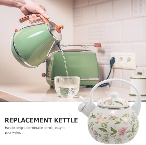 Hemoton Enamel Tea Kettle 2.2 Quart Stovetop Whistling Water Kettle Thickened Steel Enamel Teapot for Home and Office Kitchen - Image 3