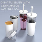 asobu ClearInsulation Flexi Straw Tumbler Marina a Tritan 28 oz Tumbler with 17 Oz Stainless Steel Insulated Sleeve for Ice Coffee or Hot Tea (White) - Image 2