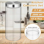 6 Pcs 68oz Clear Canisters Set for Kitchen, Glass Jars with Lids - Image 2