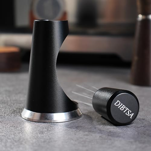 DIBTSA WDT Espresso Distribution Tool, 9 Needles Distributor, 304 Stainless Steel 0.35mm Needle Coffee Stirrer, Anodized Aluminum Handle With Stand, Matte Black - Image 4