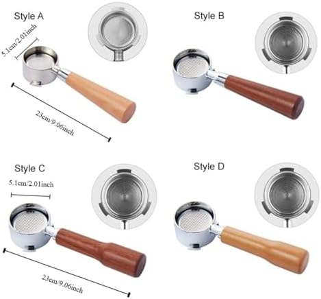 3 Ear Espresso Filter Handle Universal Espresso Machine Replacement Parts Barista,51mm Bottomless Coffee Portafilter Wood Handle(Style C) - Image 7