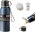 Stainless steel Vacuum Thermoses Bottle With Tea Infuser & Cup,Double Layer Insulated Coffee Bottles for Hot and Cold Drink Water Flask (Blue, 1980ML) by Unknown