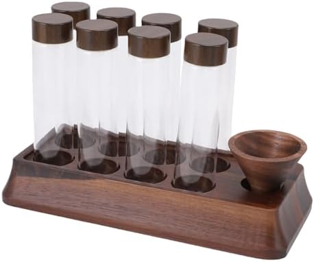 GLOGLOW Single Dose Coffee Cellar, Airtight Walnut Wood and Glass Storage Tubes for Coffee Beans and Display in Home Brewing Stations - Image 5