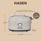 Haden Dorset 2 Slice Wide Slot Stainless Steel Toaster, Putty & Chrome - Image 4