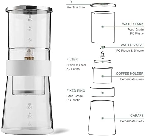Ice Drip Coffee Maker 14oz Cold Brew Coffee Smooth Dripper Slow Cold Drip Iced Coffee Concentrate Brewer with Adjustable Water Flow, Stainless Steel Filter - Image 3