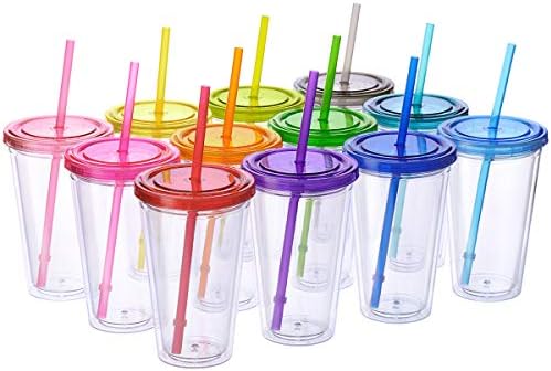 Cupture 12 Insulated Double Wall Tumbler Cup with Lid, Reusable Straw & Hello Name Tags, 12 Colors by Cupture
