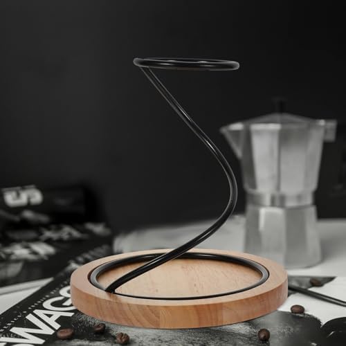 Hand Coffee Filter Holder Wood Iron Dripper Stand for Coffee Servers - Image 4