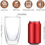 CNGLASS Double Wall Thermo Glass Coffee Cup 13.5 oz,Clear Insulated Glass Coffee Mug for Latte Cappuccino Tea Milk,Set of 4 - Image 2