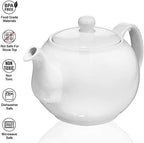 SAKI Large Porcelain Teapot, 48 Ounce Tea Pot with Infuser, Loose Leaf and Blooming Tea Pot - White - Image 2