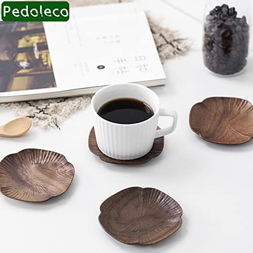Wooden Coasters for Drinks, Natural Walnut Wood Coasters Set with Non-Slip Cork Back, Cup Mat for Coffee Table, Bar, Kitchen, Home Decor, Heat Resistant - Image 5