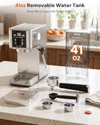 Kismile 20 Bar Espresso Machine with Milk Frother, Compact Cappuccino & Latte Coffee Maker for Home Office, 1350W Fast Heating Espresso Maker with Pre-Infusion, 1.2L Tank, LED Display - Image 7