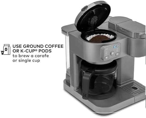 K-Duo Essentials Hot & Iced Coffee Maker Single Serve KCup Pod & 12-Cup Glass Carafe Dual Brew System 72oz Reservoir (MOONLIGHT GREY) - Image 4