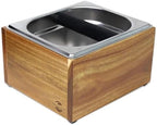 Large Acacia Wood Espresso Knock Box with Stainless Steel Interior by Salomayes