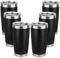 20oz Stainless Steel Tumbler Bulk with Lid, Travel Mug - Double Wall Vacuum Powder Coated Cup - Black, 6 Pack by Unknown