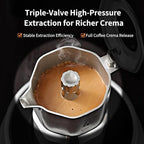 Bincoo Stove Moka Pot 2 Cups - 316 Stainless Steel Espresso Maker, Italian Moka Pot Coffee Maker for Stovetop, Three-valve Pressure, Heavy Weight Design - Image 3