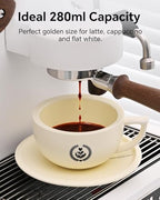 Ceramic Latte Art Cup with Saucer Set - 10oz Thickened Rim Cappuccino Cup for Perfect Crema, Anti-Slip Base & Matte Glaze, Espresso Coffee Mug for Home Barista & Kitchen, Creamy Yellow - Image 6