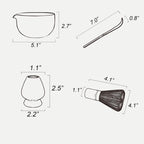 Black Japanese Matcha Tea Set of 4 Ceremony Matcha Kit with Matcha Bowl(Chawan) with Pouring Spout, Matcha Whisk (Chasen), Scoop (Chashaku) for Japanese Tea Ceremon - Image 2