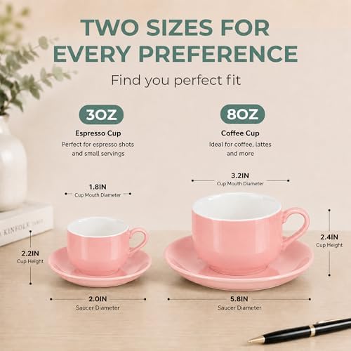 3 Ounce Espresso Cups Set of 4, Pink - Image 3