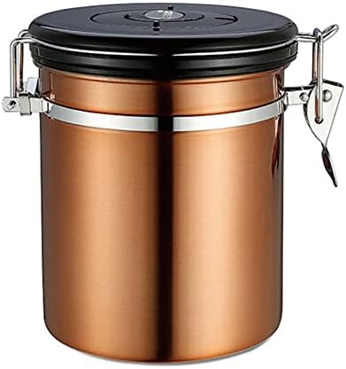 Coffee Bean Container 1500ml Stainless Steel Coffee Bean Sealed Tank Grains Storage Canister Jar Food Container Kitchen Accessories for Beans, Grounds, Tea, Sugar(Gold) by Unknown