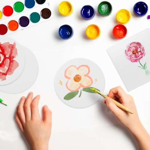 GNIEMCKIN 50 Pieces 4 Inch Round and Square Blank Ceramic Coasters, Unglazed Ceramic Tiles Coasters with Cork Backing Pads for Painting, DIY Crafts, White. - Image 7
