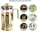French Press Coffee Maker Espresso Coffee Maker Copper Cold Brew Heat Resistant Thickened Borosilicate Coffee Pot With 3 Stainless Steel Filter Screens(/Silver B,350ml) - Image 4