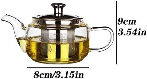 Teapot,300ML Small Glass Heat Resistant Glass Teapot Removable Infuser Filter Glass Coffee Pot Transparent Tea Boiler Teakettle Teapot - Image 2