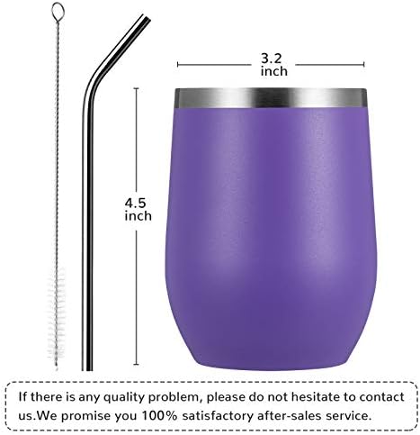 MEWAY 12oz/12 Pack Wine Tumbler Glasses with Lid -Double Wall Vacuum Stainless Steel Travel Tumbler Mug,Stemless Insulated Wine Cup for,Coffee,Cocktails,Gifts (Purple,Set of 12) - Image 4