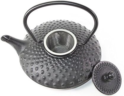 Japanese Antique 24 Fl Oz Black Dot Hobnail Chinese Cast Iron Teapot Tetsubin with Infuser + Gift Bow - Image 4