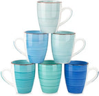 vancasso Bonita Stoneware Coffee Mugs 17oz Large Coffee Mugs, Microwave and Dishwasher Safe, Cold Color, Set of 6 by vancasso