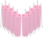 Volhoply 16oz Plastic Skinny Tumbler with Lid and Straw Bulk 8 Pack,Insulated Double Wall BPA Free Matte Acrylic Tumblers,Iced Coffee Travel Mug Reusable Party Cup,Customizable Diy Gifts(Pink,8 Set) by LiveFully%EF%BC%8CDrinkFreely%E2%80%94KeepGoingwithVolhoply%EF%BC%81