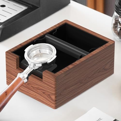 Espresso Knock Box, Coffee Knock Box with Durable Knock Bar and Non-Slip Base, Knock Box for Machine Accessories (Wooden Base) - Image 6