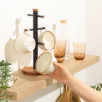Salter BW13566EU7 Toronto Mug Tree – Acacia Wood Cup Holder for Kitchen Countertop Tabletop, 6 Branch Display Stand for Coffee Mugs/Tea Cups, Freestanding Sturdy Steel Storage Rack, Black - Image 2