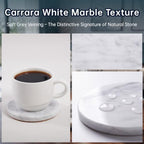 Carrara White Marble Coasters Set of 8, 3.9” Round with Cork Base - Image 3