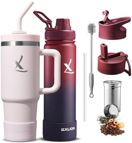Lexlion All-Day Hydration Bundle – 22 Oz Tea Infuser Bottle + 30 Oz Tumbler by LEXLIONPRODUCTS