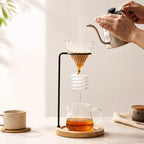 Coffee Dripper Holder Wooden Holder Drip Coffee Stand with Base for Home, Wood Color - Image 7