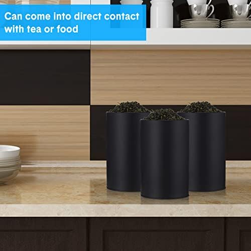 6 Pack Metal Tea Tin Canister with Airtight Double Lids, 16 oz Round Tin Can for Loose Leaf Tea Storage, Reusable Black Food Container for Coffee, Spices, Sugar, Candy, Herbs(black) - Image 6