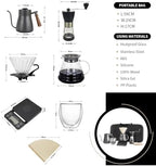 Pour Over Coffee Maker Set, Portable coffee Set - Manual Coffee Grinder, Coffee Dripper Set, Gooseneck Kettle，two cups, suitable for Camping, RV, Home, and Office - Image 4