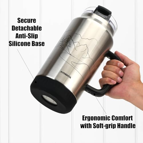 Hydraful 64 oz Tumbler with Handle and Straw - 100% Leak-Proof - Insulated Cup Reusable Stainless Steel Large Water Bottle Travel Mug for Gym, Hiking, and Camping - Gifts for Women Men Him Her - Image 6