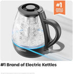 Chefman Electric Kettle with Tea Infuser, 1.7L 1500W, Removable Lid for Easy Cleaning, Boil-Dry Protection, Stainless Steel Filter, BPA Free, Auto Shut Off Hot Water Boiler, Glass Electric Tea Kettle - Image 4