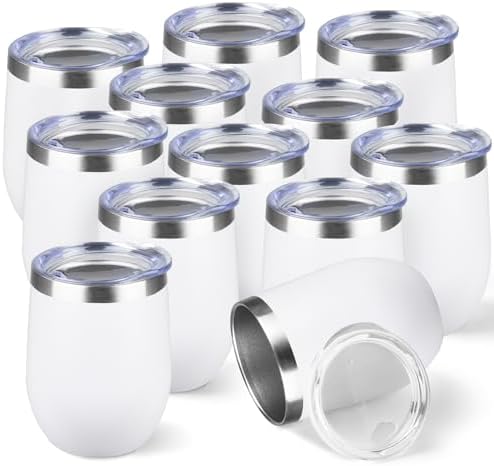 StarSpeed 12oz/12 Pack Insulated Wine Tumbler with Lid,White by StarSpeed