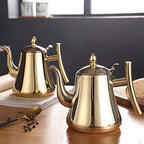 Kettle Water Tea Pot Stainless Steel Tea Infuser Filter Metal Coffee Pot Gas Stove Induction Cooker Tea Kettle Hotel Filter Milk Tea Pot (Color : Gold 1L) (Silver 1.5l) - Image 3
