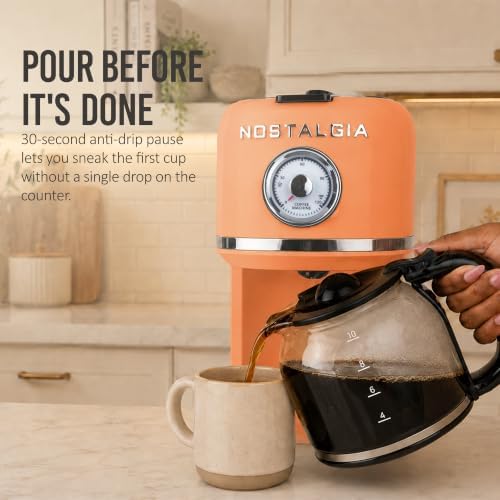 Nostalgia Classic Retro 10 Cup Coffee Maker, Orange - Image 2
